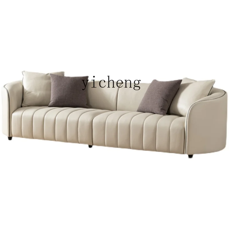 Zf Italian Straight Top Layer Cowhide Leather Sofa Modern Minimalist Large and Small Apartment Type