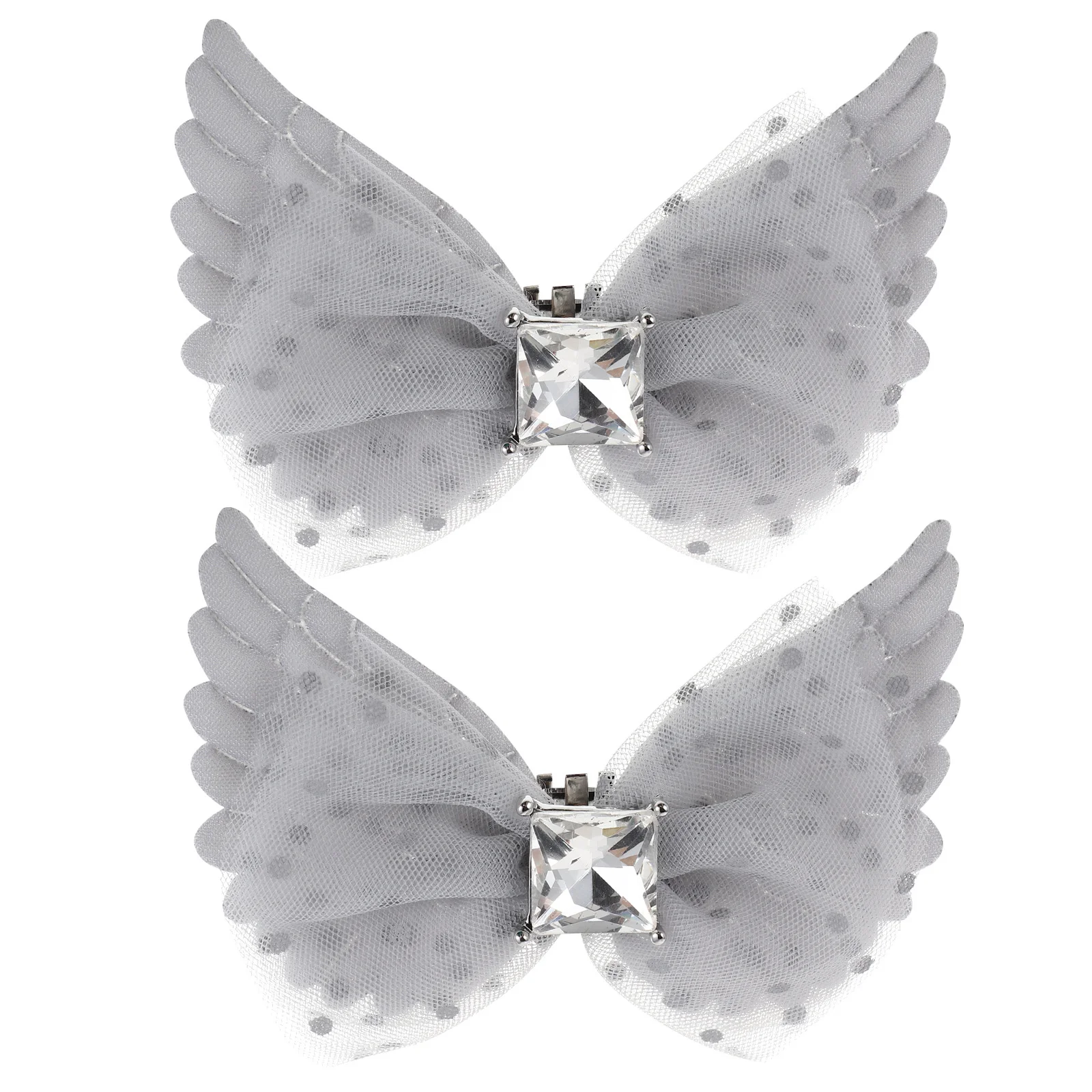 

1 Pair Net Polka Dot High Heels Clips Detachable Bowknot Wing Shoe Embellishments For Women Bridal Wedding Decoration Rhinestone