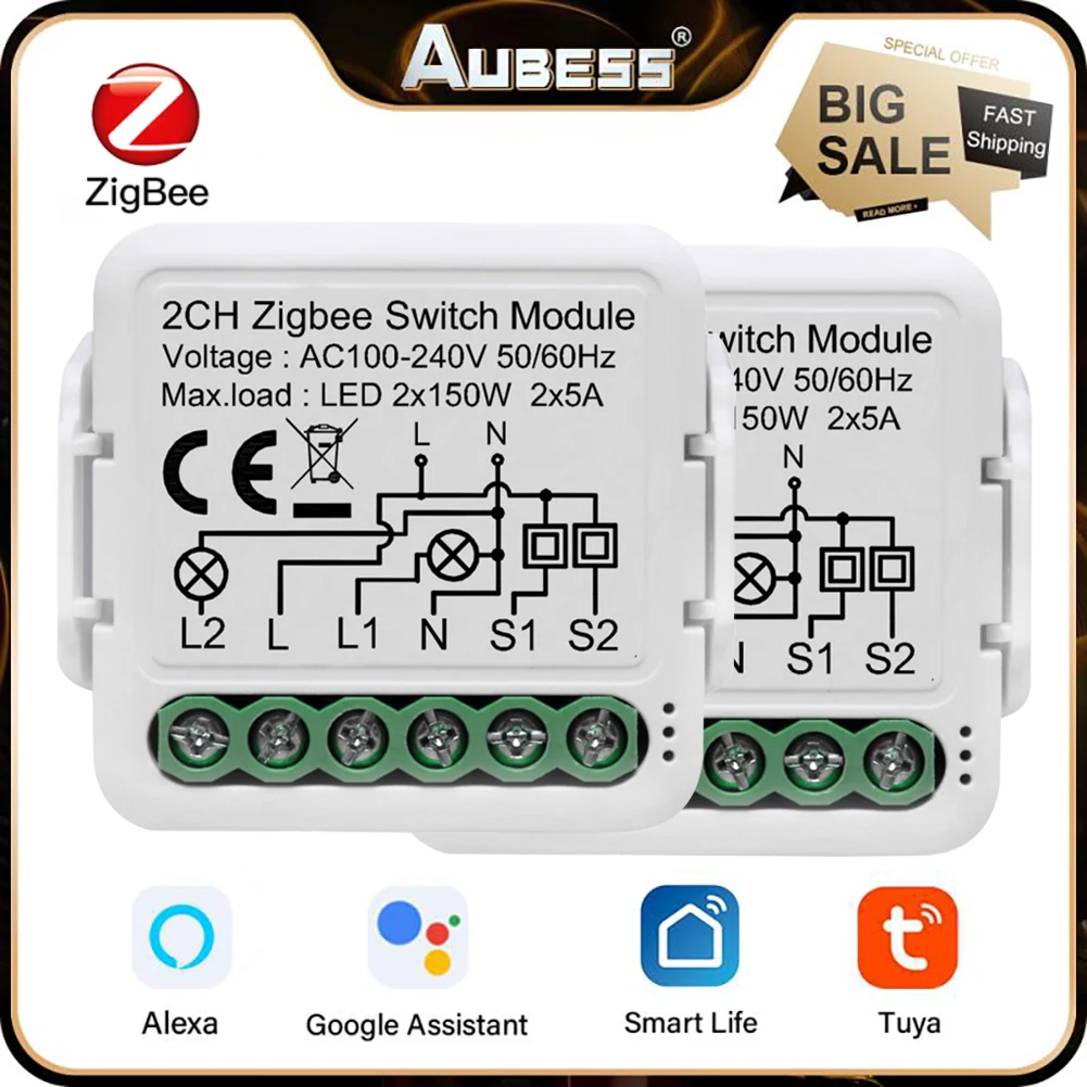 

Tuya Zigbee умный модуль переключателя без нейтрального провода умный дом DIY выключатель Умный жизнь приложение дистанционное управление с Alexa Google Home