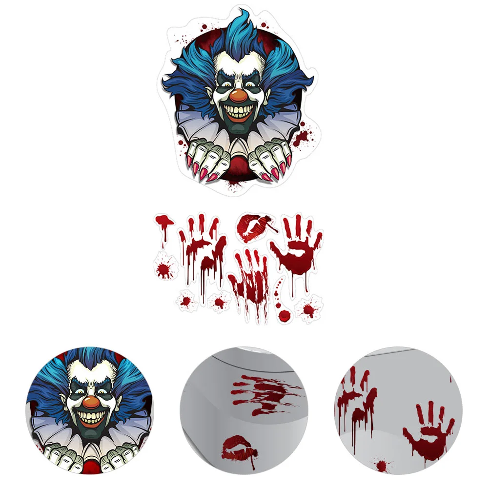 Halloween Circus Clown Stickers Happy Day Toilet Decor Seat Bloody Decals Handprint Creative Bathroom