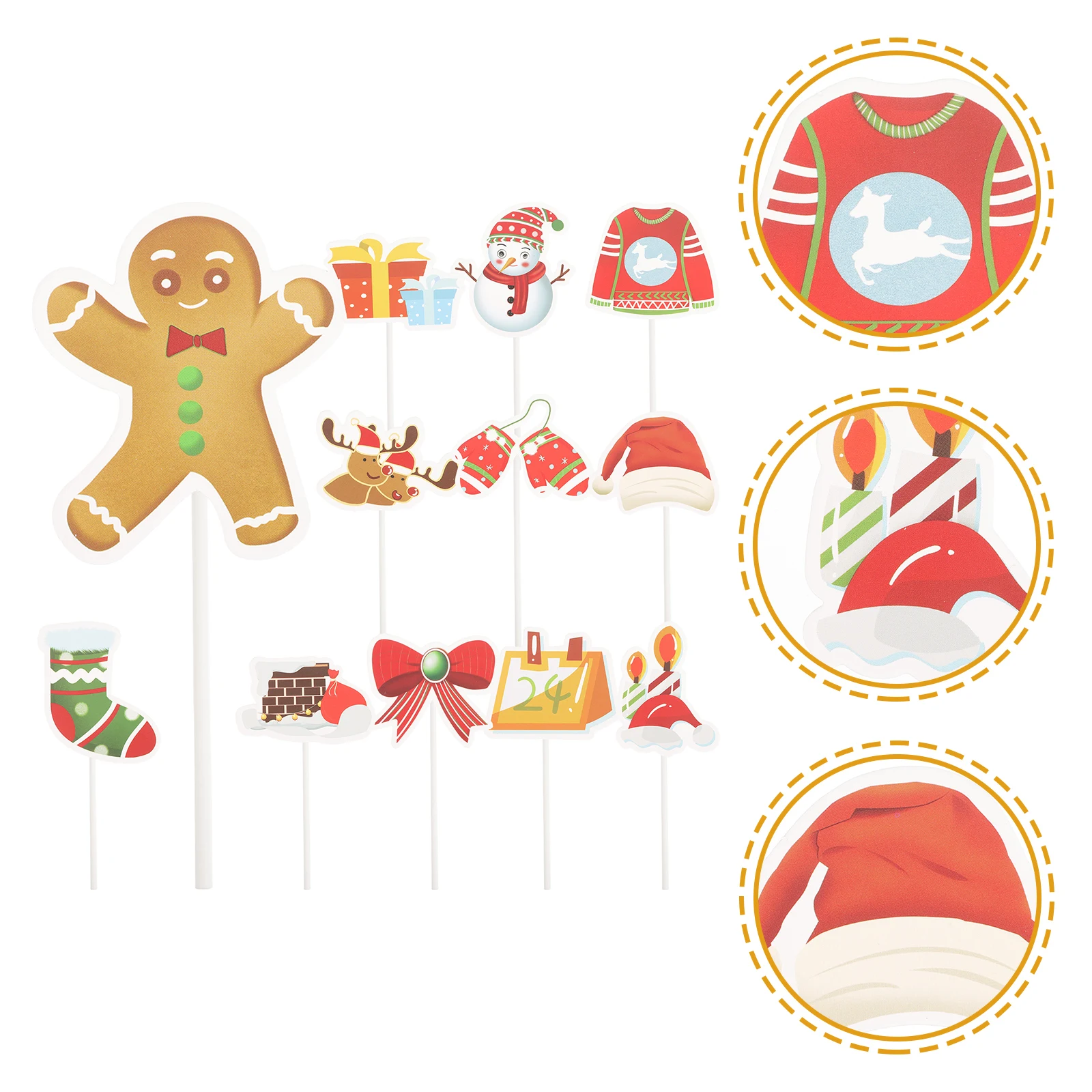

12pcs Cake Flags Christmas Themed Cupcake Decorations Dessert Picks Muffin Party Supplies Festive nament Cake Decor Tiny Models
