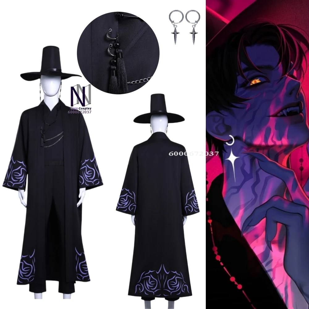

Popular Anime Demon Hunters Cosplay Costume Saja Boys Role Playing Black Stage Outfit with Hat Uniform for Men Comic Con Party