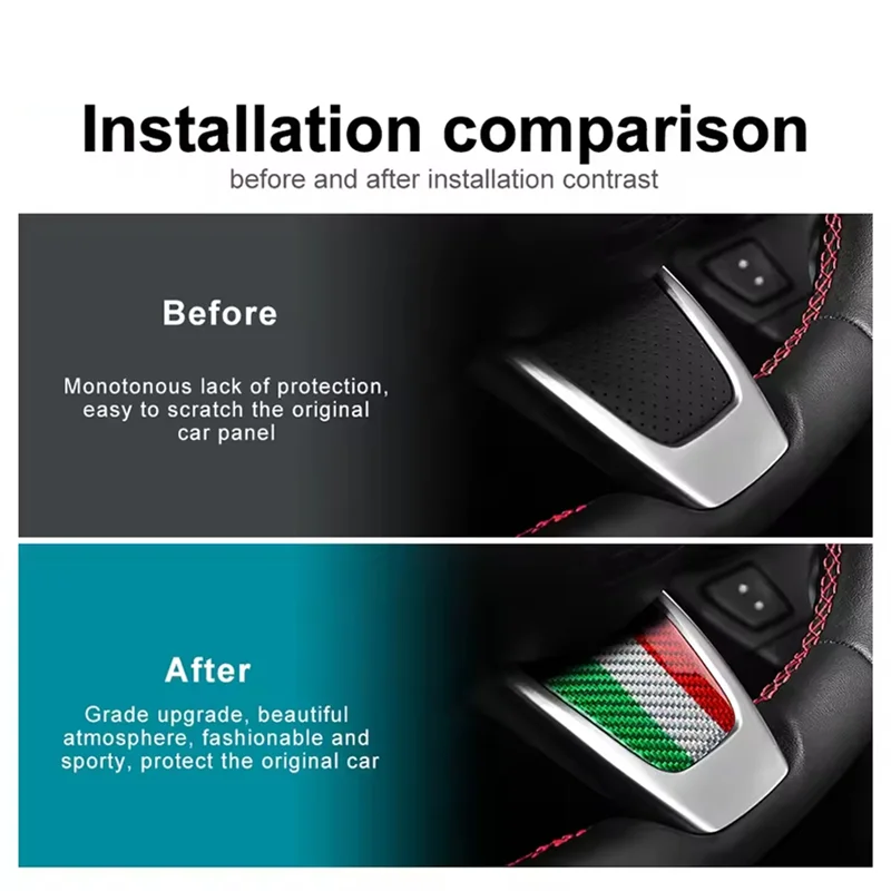 

A85E-For Fiat 500 Steering Wheel Cover For Fiat 500 Carbon Fiber For Abarth 595 Interior Trim Accessories