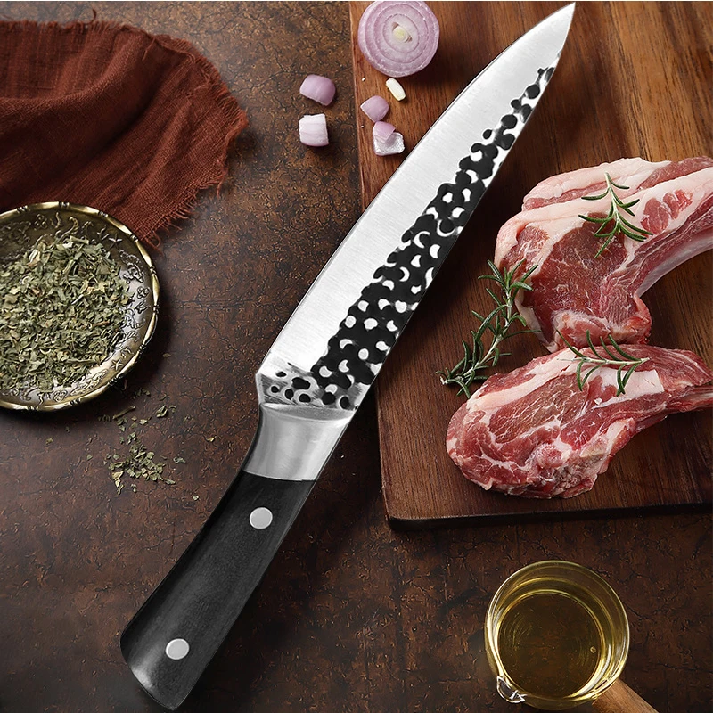 Kitchen Chef Knife Butcher Meat Cleaver Forged Bone Slaughtering Knives Stainless Steel Slicing Vegetable Fish Boning Knife BBQ