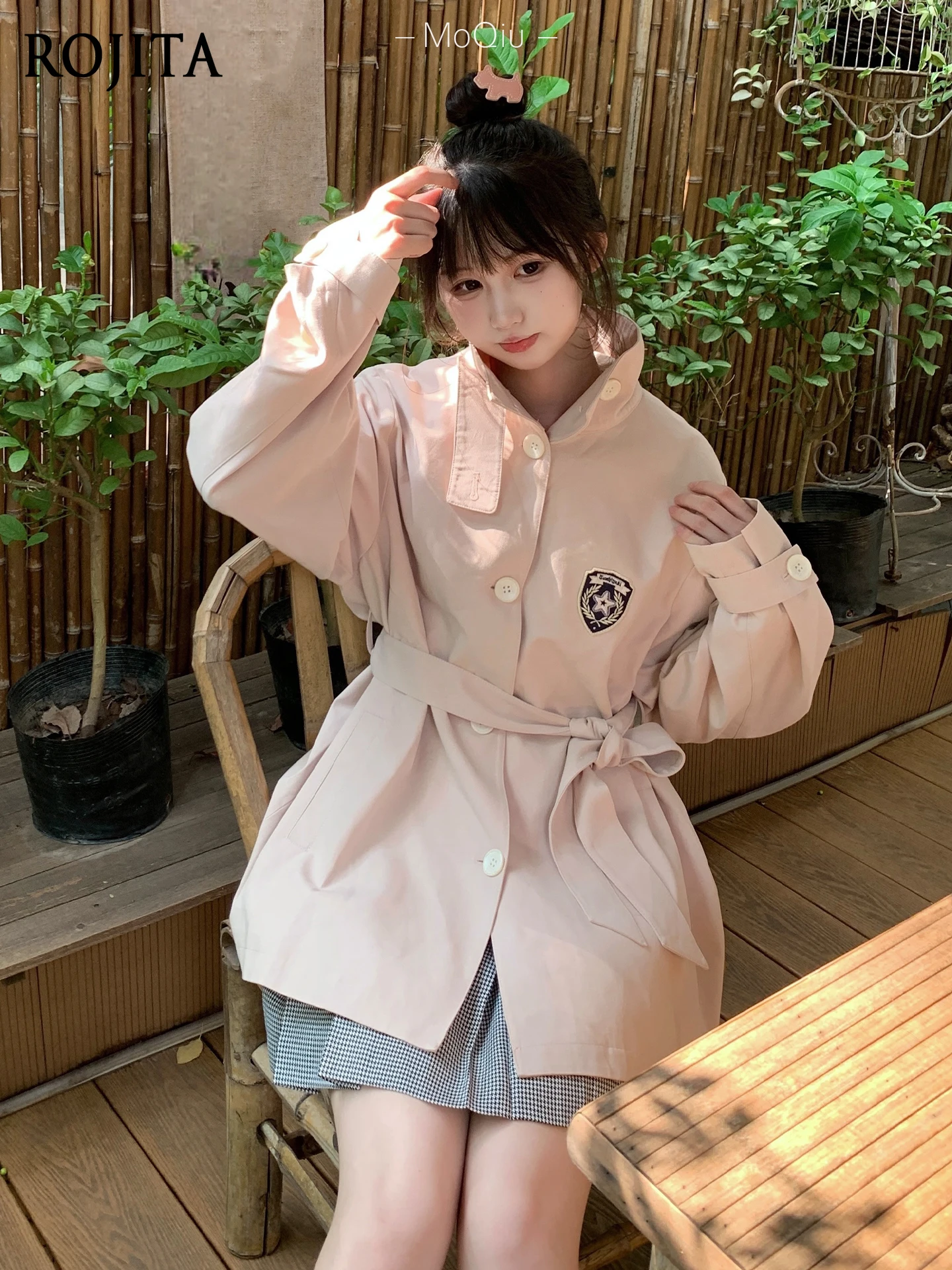 

JK Uniform Winter Mid-length Windbreaker Jacket Women's Japanese College Style Apricot Pink Top Jackets for Women