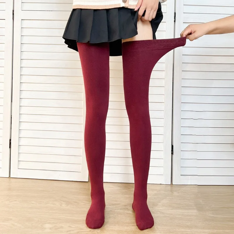 1 paar Frauen Reine Baumwolle Über Knie Hohe Socken 80 cm Verlängert Plus Größe Hohe Über Knie Strümpfe Herbst und winter Warme Knie Soc – Detail 9