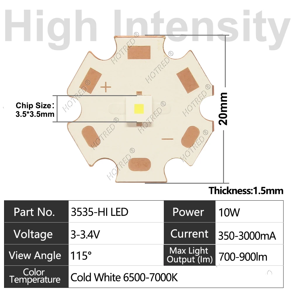 10W LED Chip XPL-HI 3535 XPL HD Cold White Warm White Bead Diodes 3V 3.7V Lamp Flashlights Parts Source For Bicycle accessory