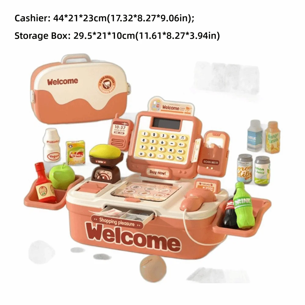 64PCS Pink Green Simulated Cashier Imitation Design Plastic Convenience Store Intelligence Development Interactive Play