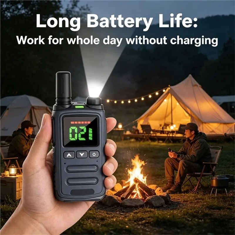 L70A 2 Pack Walkie Talkie Long Range Two Way Radio Walkie Talkie LED Flashlight Type-C Rechargeable For Camping Outdoor