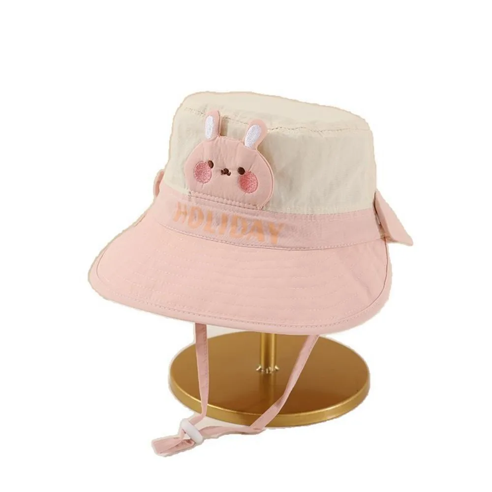 

Korean Style Wide Brim Peaked Cap Breathable Cartoon Animals Kids Shawl Sunhat Streetwear Sunscreen Children Fishman Hat Girls