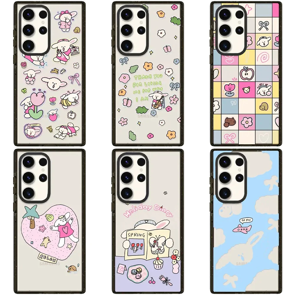 

Rabbit Transparent Acrylic Black Border Magnetic Case for Samsung Galaxy S22 S23 S24 Ultra S22+ S23+ S24 Plus Protective Case