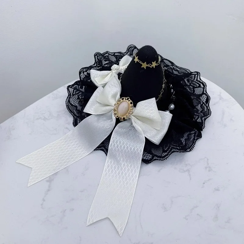 수제 고딕 마법 소녀 작은 모자 로리타 달콤한 레이스 리본 머리장식 할로윈 코스프레 만화 KC 헤어핀 마녀 모자 헤어 액세서리