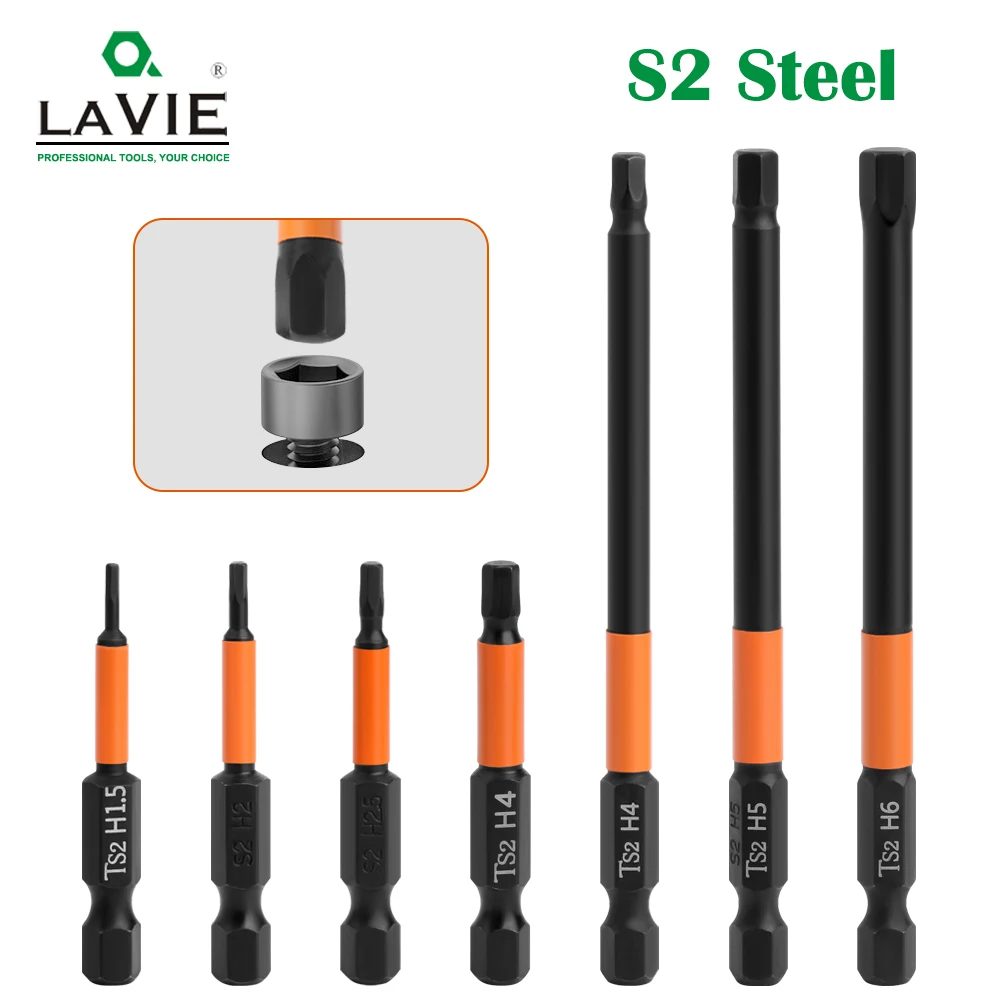 

LAVIE Router Bits Woodworking LAVIE 1/4 Shank Hex Shank 50mm 100mm Strong Magnetic S2 Material Screwdriver Bit Set SH15A50BK