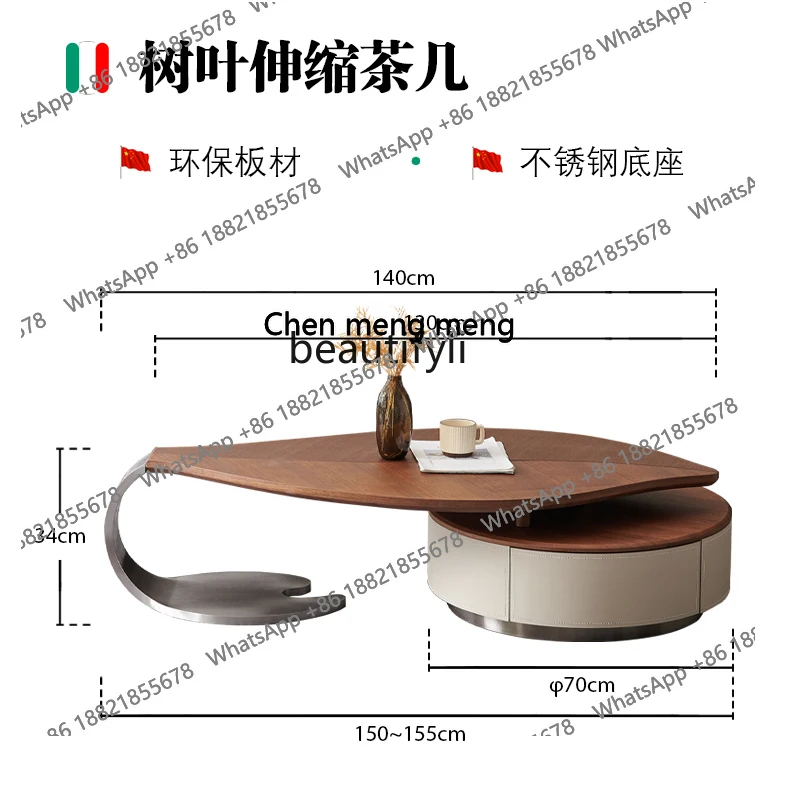 Living room household medieval style modern light luxury solid wood leaf   designer special-shaped creative coffee table  H