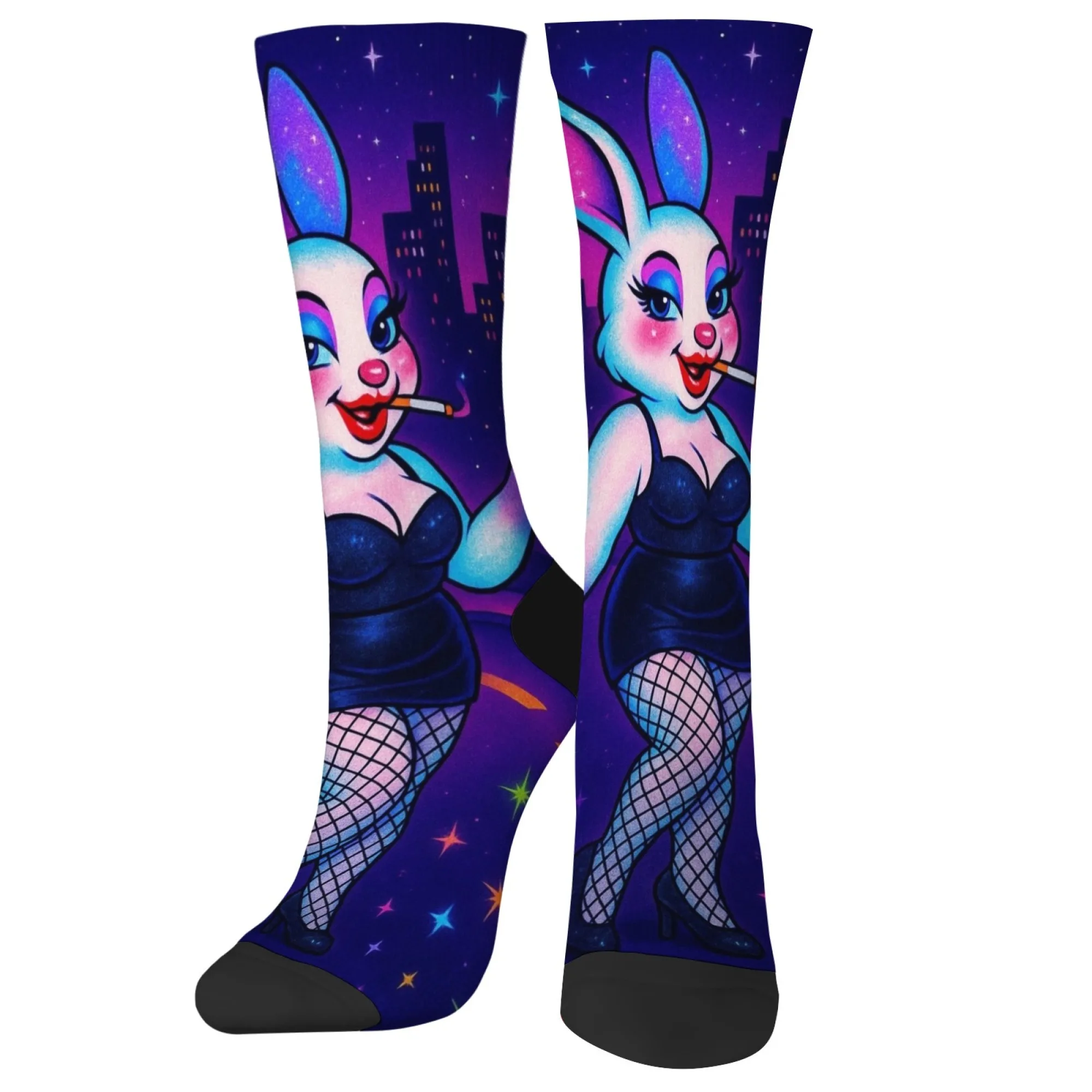 

Персонализированное изображение кролика, мужские носки, новинка, забавные носки с героями мультфильмов, уличные носки в стиле хип-хоп, ретро, подарок унисекс в стиле Харадзюку