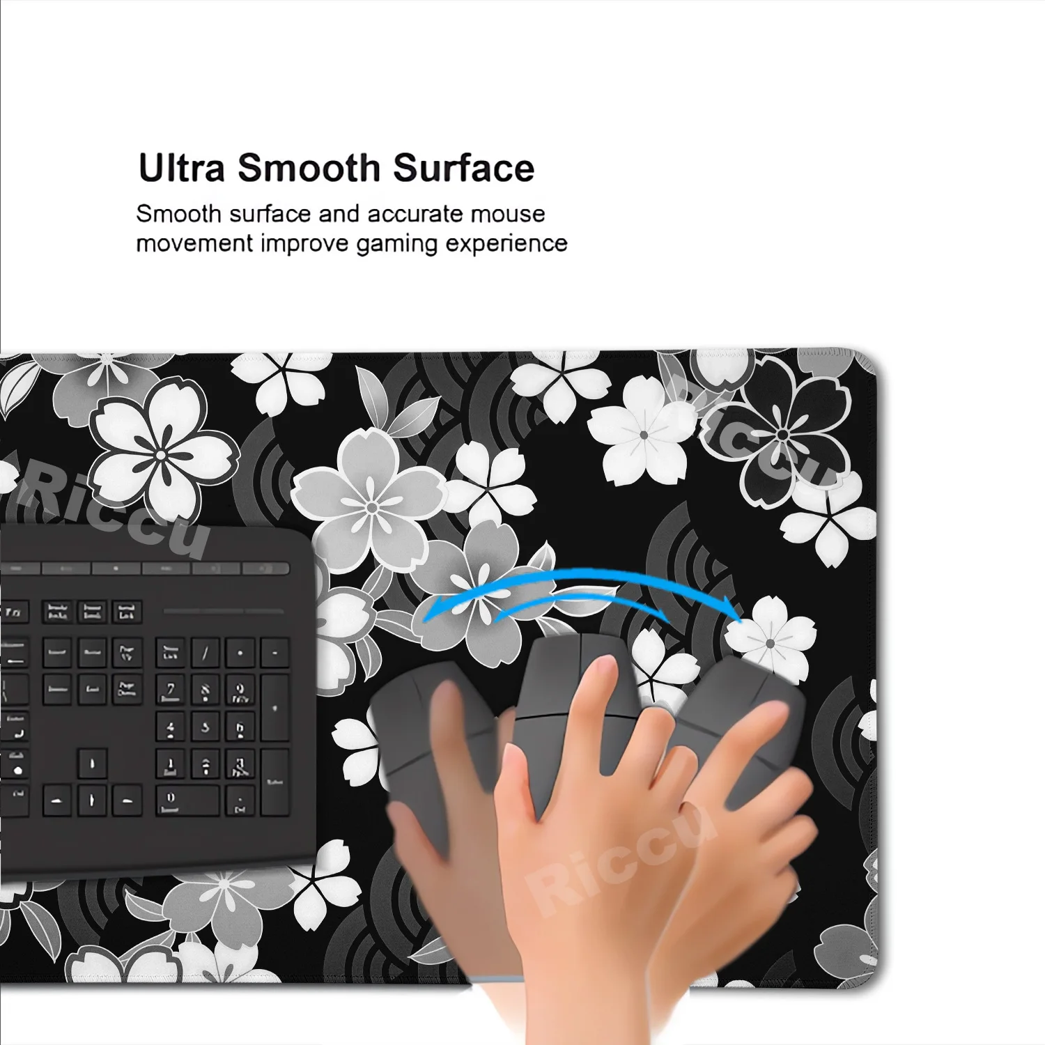 XXL 90x40 سنتيمتر أسود أبيض ساكورا زهرة الألعاب ماوس الوسادة مكتب السجاد ملحقات الكمبيوتر زهر الكرز ماوس ألعاب توسيع DeskMat #6