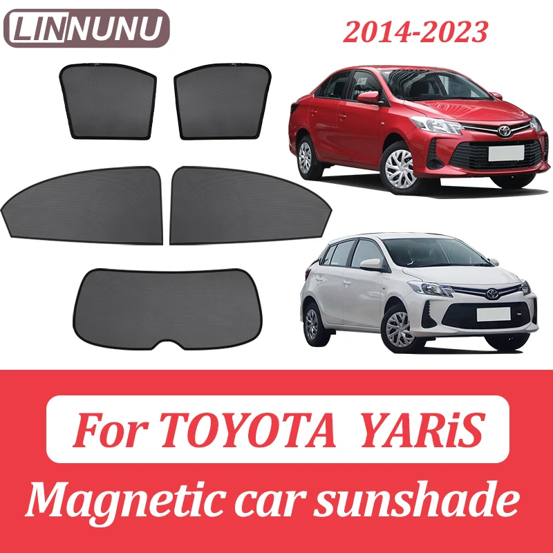 

Linnunu 5 шт. магнитный автомобильный солнцезащитный козырек для бокового окна, сетчатая штора, летняя защита от ультрафиолета для Toyota Vios Yaris Soluna 2014-2023