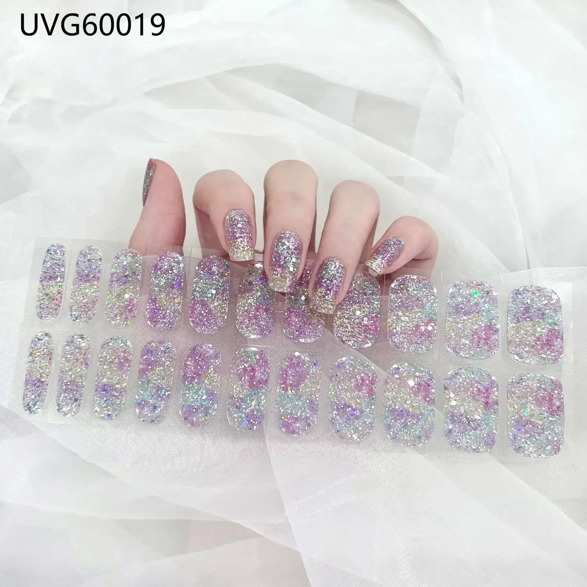 16/20/22 Tips Semi-Cured Gel-Nagel-Wraps, vollflächige Maniküre, DIY, wasserfest, langanhaltend, Gel-Nagel-Sticker-Set, für UV-Lampe erforderlich