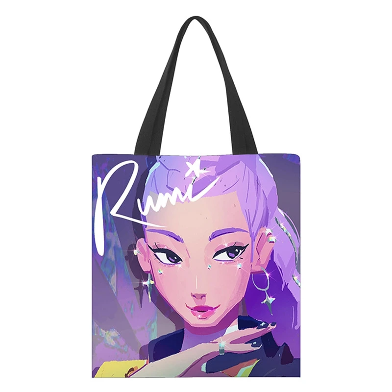 KPop デーモンハンターズアニメ周辺キャンバスバッグファッショナブルなショッピングハンドバッグかわいい弁当バッグ子供のおもちゃ漫画誕生日ギフト
