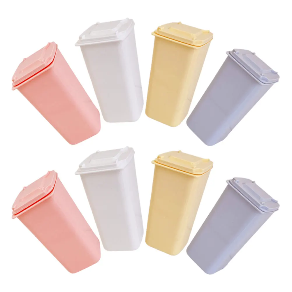 

Mini Trash Cans Cute Cartoon Desk Garbage Bins Small Waste Paper Bins Desktop Organizer Functional Wheels Plastic