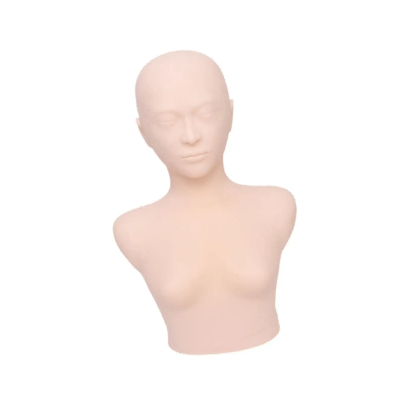 Training Mannequin Head with Neck and Shoulder for Beauty Salon Makeup Practice Hair Styling Wig Display Hat Holder PVC