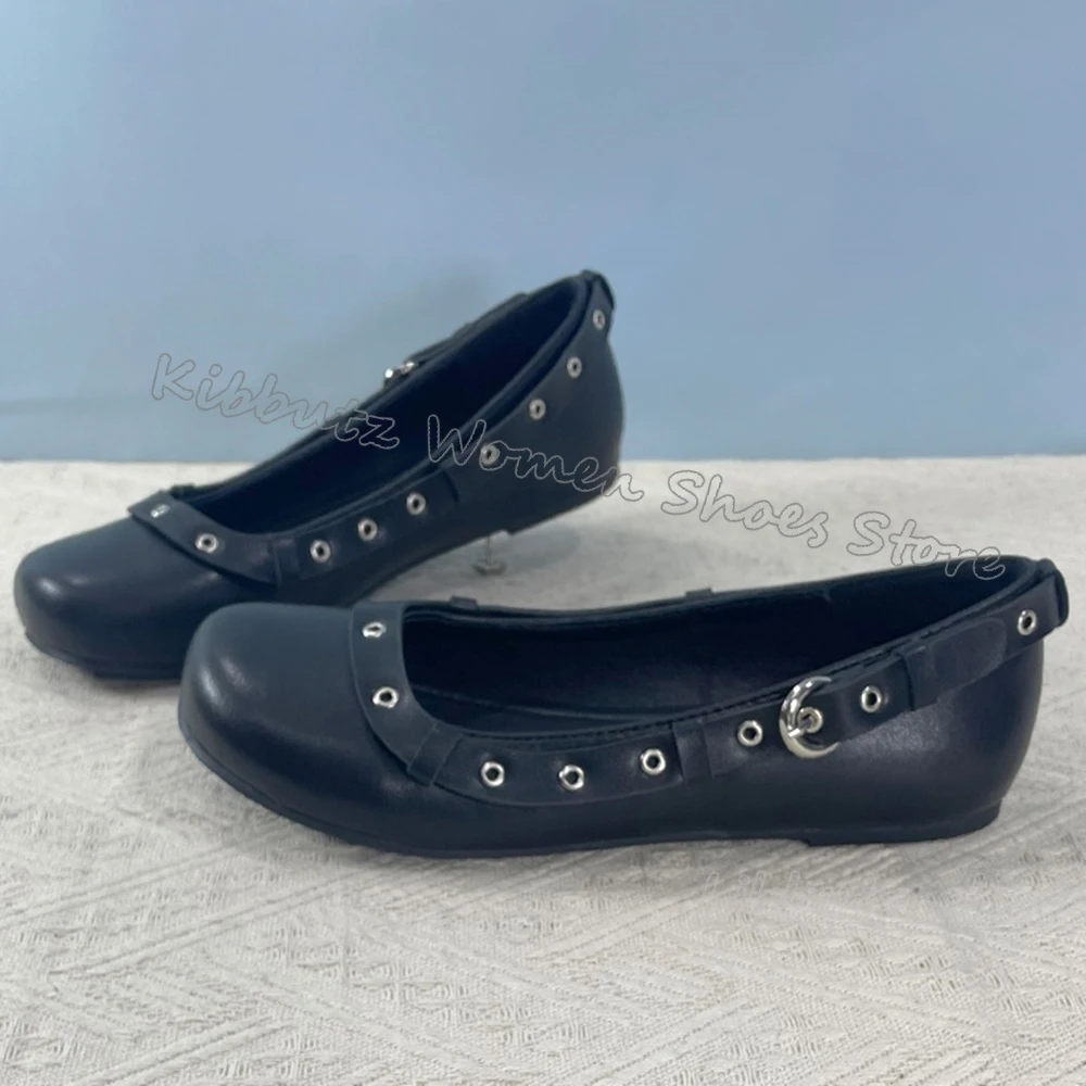 Ballet Pumps Square Toe Flat with Fashion Novelty Sexy Concise Newest Leather Belt Buckles Party Dress Women Shoes Solid Color
