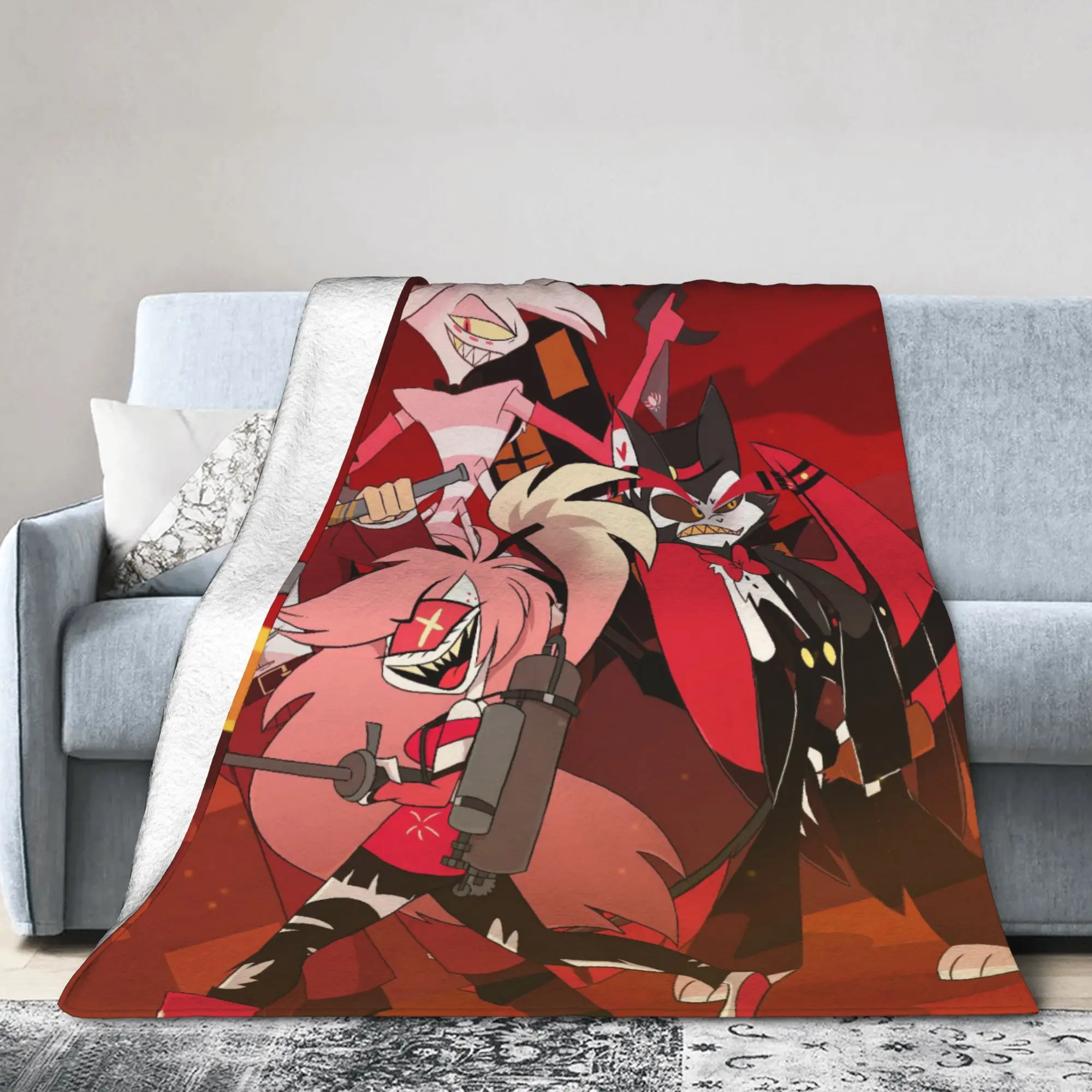 Hazbins Hotels Angel Dusts Husk Blankets Flannel  Print Multi-function Soft Throw Blanket for Home Travel Bedspreads