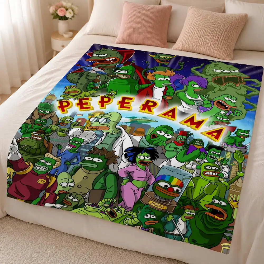 Meme P-Pepe the Frog Viral Funny Internet Character Throw 320g Soft Flannel Fleece Throw Blanket Cover Sofa Bed Dorm Nap Gift