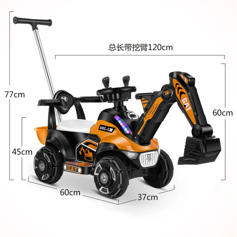 Children Electric Excavator Ride on Car With Music Light Baby Walker Scooter Balance Car Child Tricycle Gift 2-6 Year Old