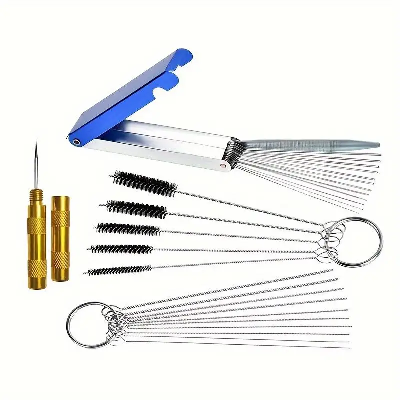 

Stainless Steel Fuel System Cleaning Kit Motorcycle Maintenance Tool with Nylon Brushes Cleaning Needles Aluminum Box For