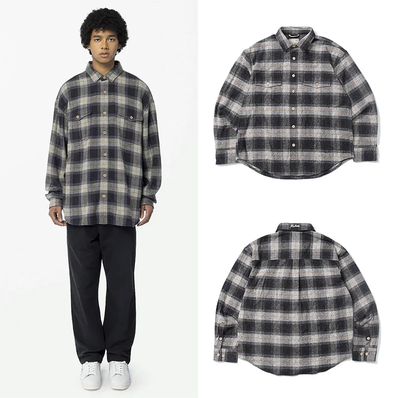 

Loose Long Sleeve Men's Shirt Casual Outerwear Retro Plaid Pattern Turn-down Collar Comfortable Cotton Youth Fashion Winter Warm