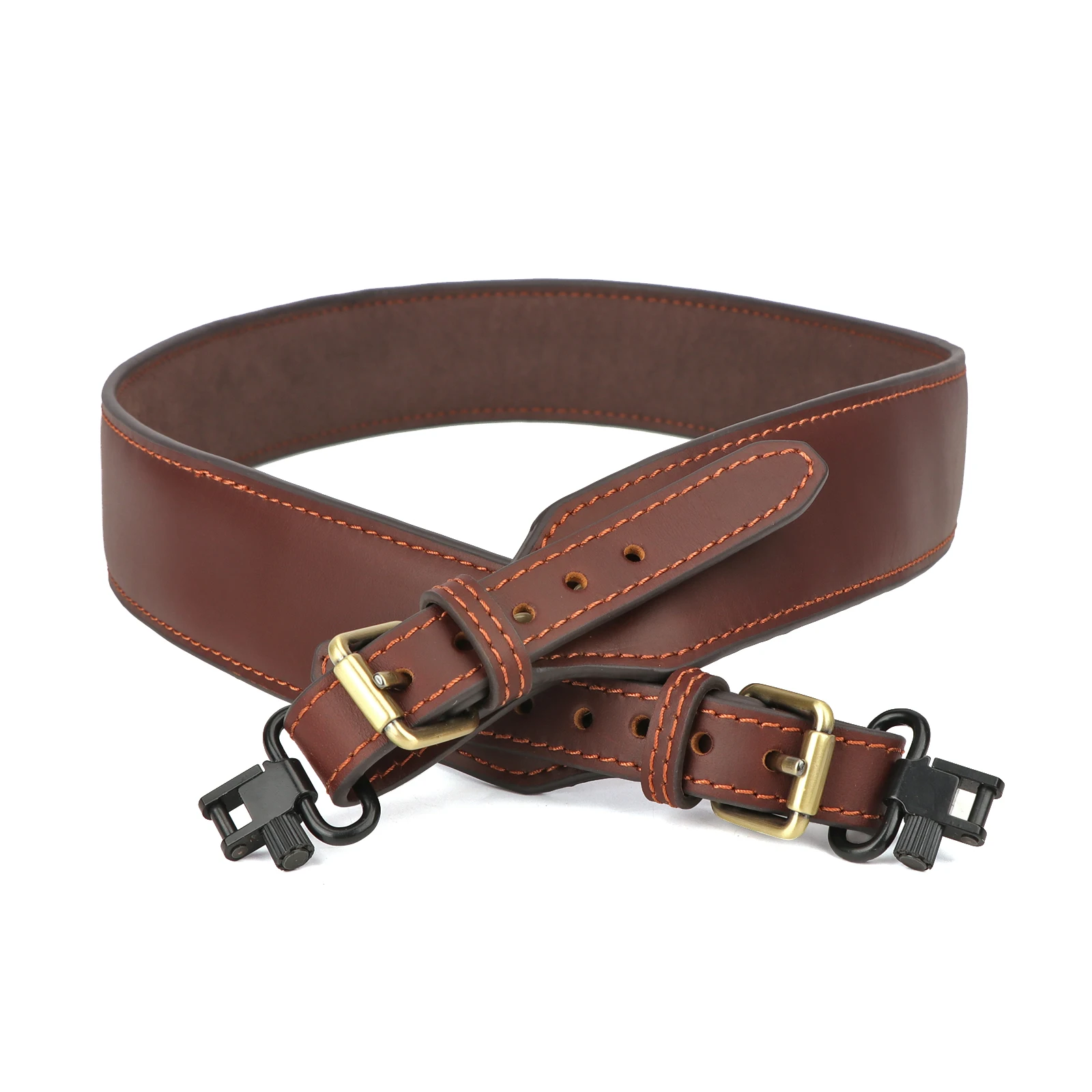 Tourbon accessori per la caccia fucile Gun Sling tracolla in pelle con girevoli con fibbia lunghezza regolabile marrone