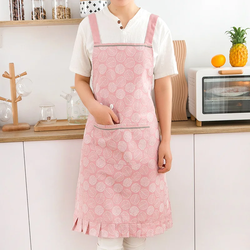 Creative and cute small flower apron cotton and linen breathable home kitchen artistic nail salon flower shop fashionable A1