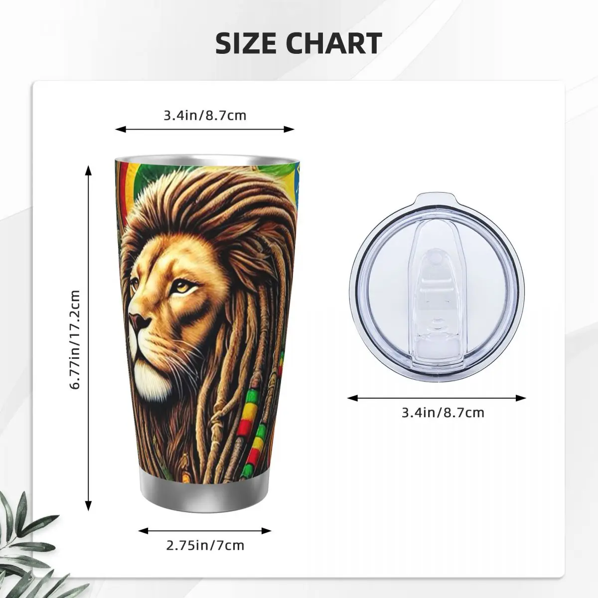 Rastafarian Amaiquina Reggae Rasta Lion Street Skullies Stainless Steel Tumbler Vacuum Insulated Mugs Thermal Cold Bottle 20oz