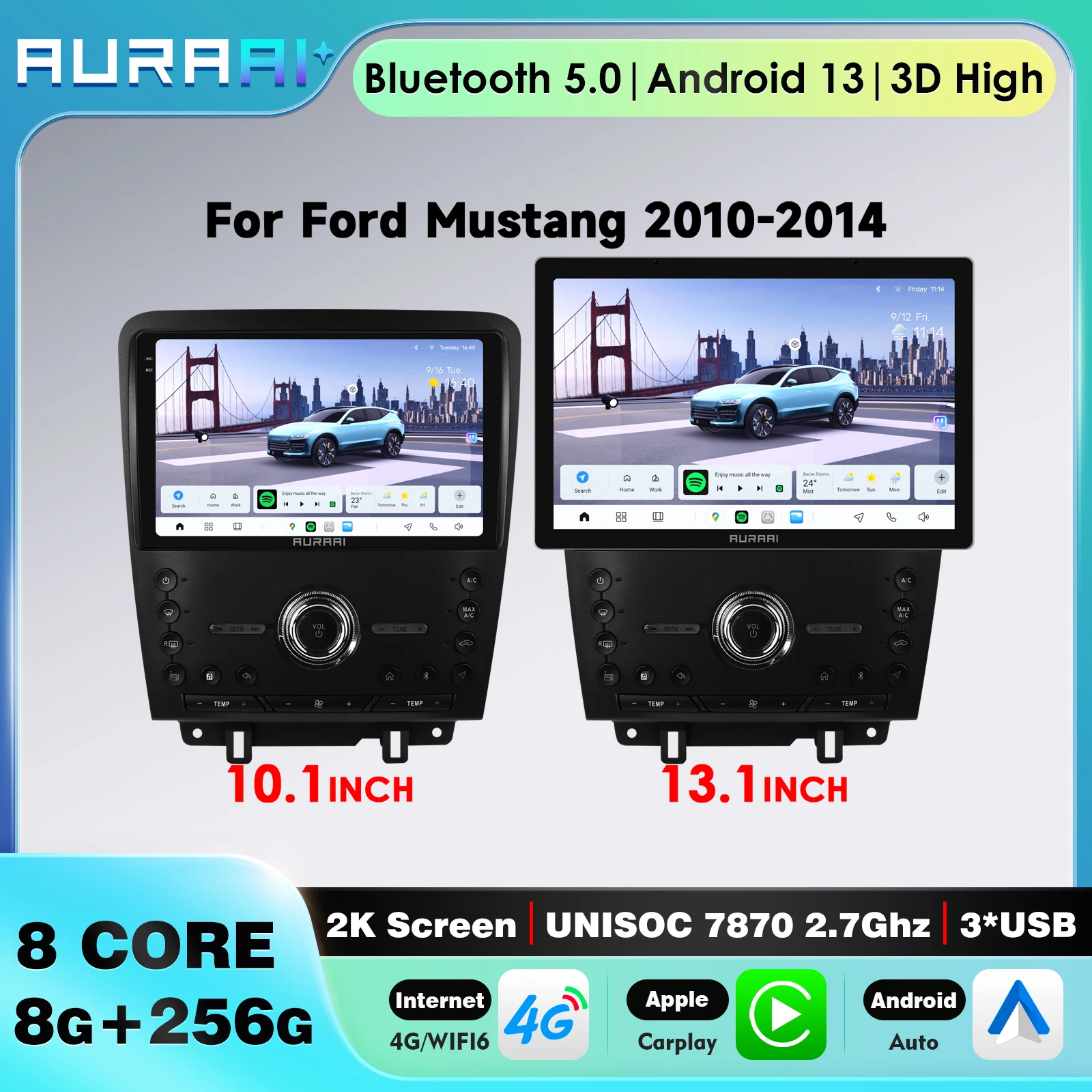 

2K Screen 7870 Android Auto Car Radio For Ford Mustang 2010-2014 Compatible with Manual & Auto AC) 4G Multimedia Carplay RDS GPS