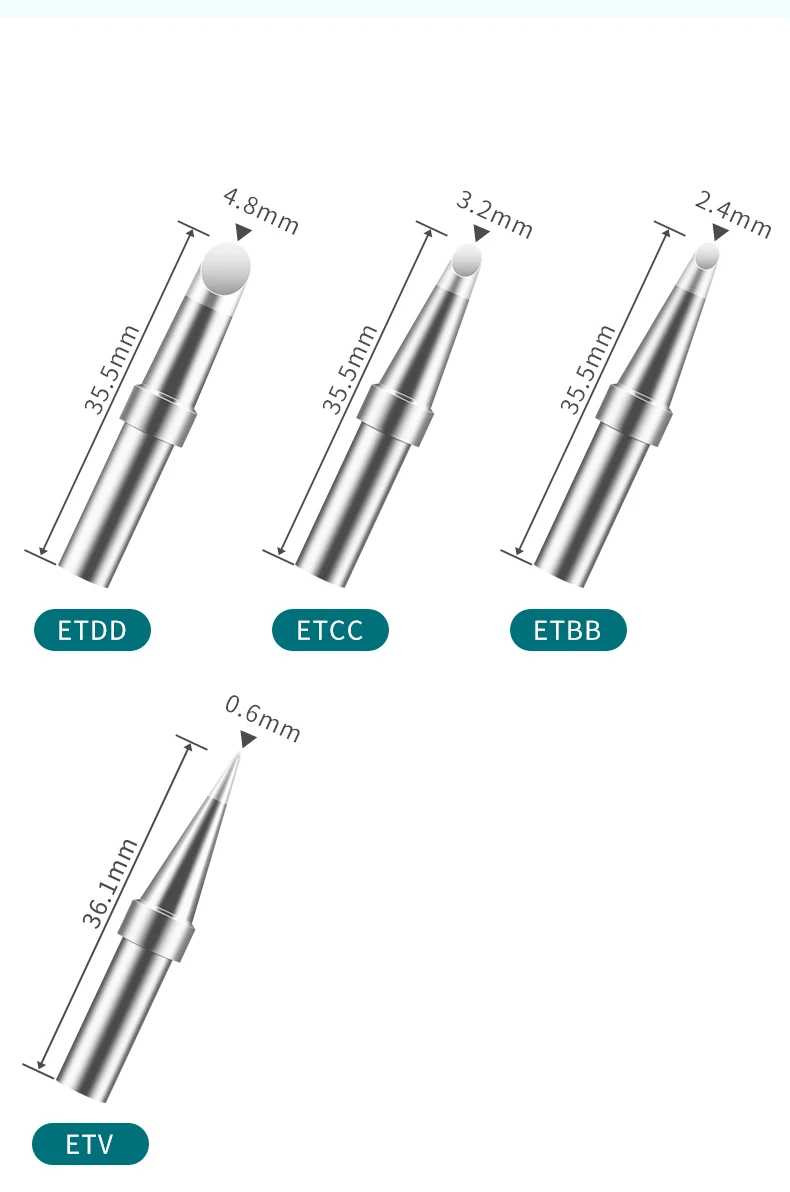 ET-Serie Lötspitzen ETS ETDD ETK ETB ETCC ETT ETH ETA Schweißdüsen Kompatibel mit Weller WESD51 WES51 PES51 – Detail 6