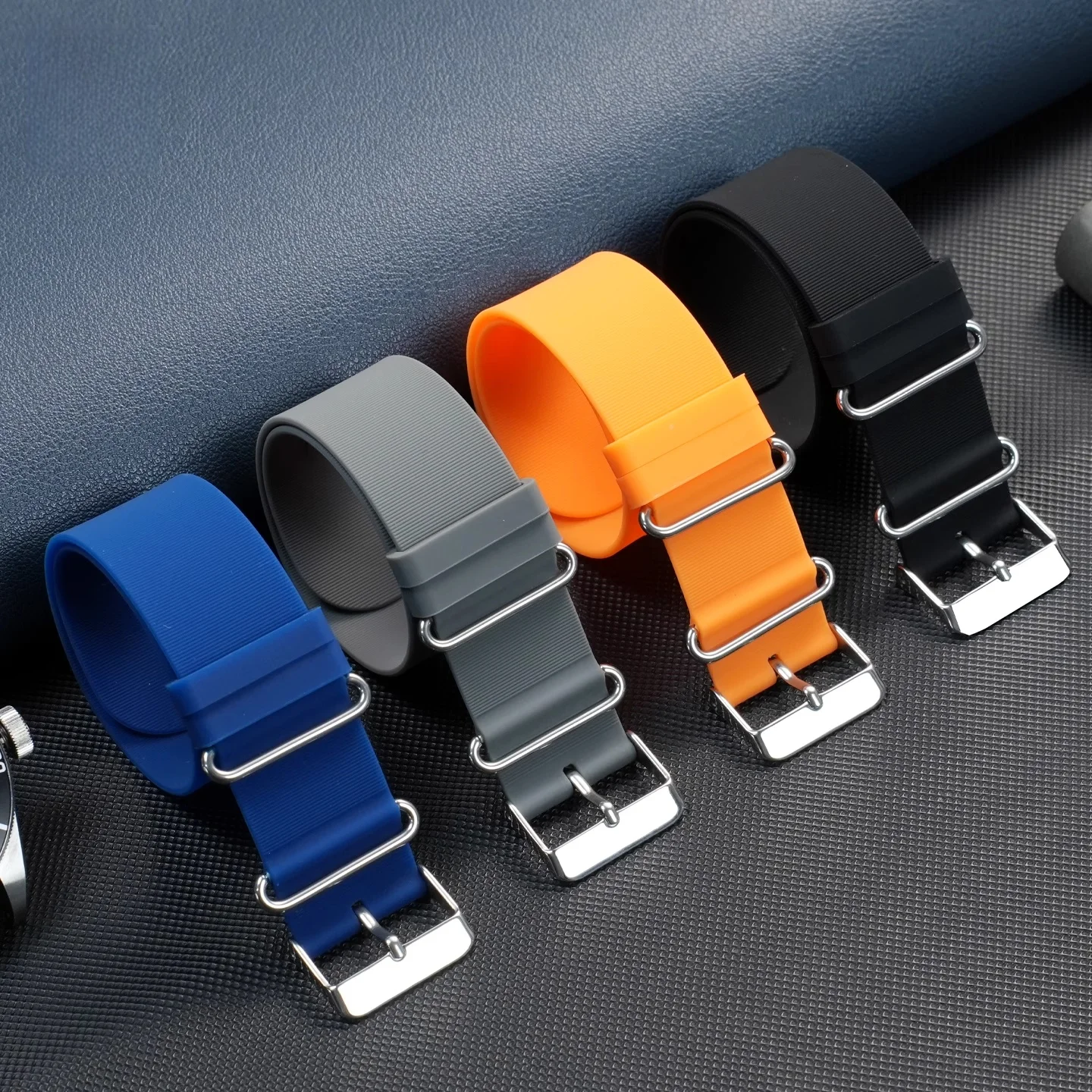 Rubber Strap Ultra Thin 20mm 22mm For IWC Citizen TUDOR collar hidden FXD One-piece Silicone Watch band Men Waterproof Bracelet
