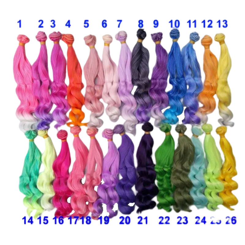 Factory Offer Handmade DIY Fabric Doll Hair 20 Cm High Temperature Deep Wave Hair for 1/3 1/4 1/6 BJD Doll Hair Tree