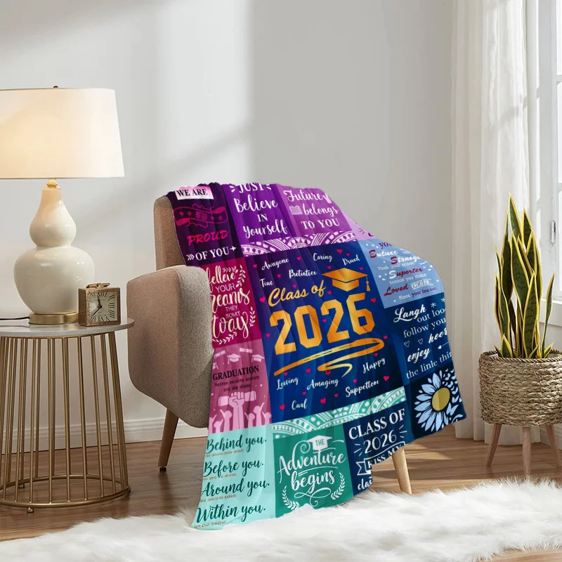 1pc Graduation Blanket with Graduation Season Pattern, Lightweight and Soft Flannel Blanket, Gift Blanket for Family and Friends