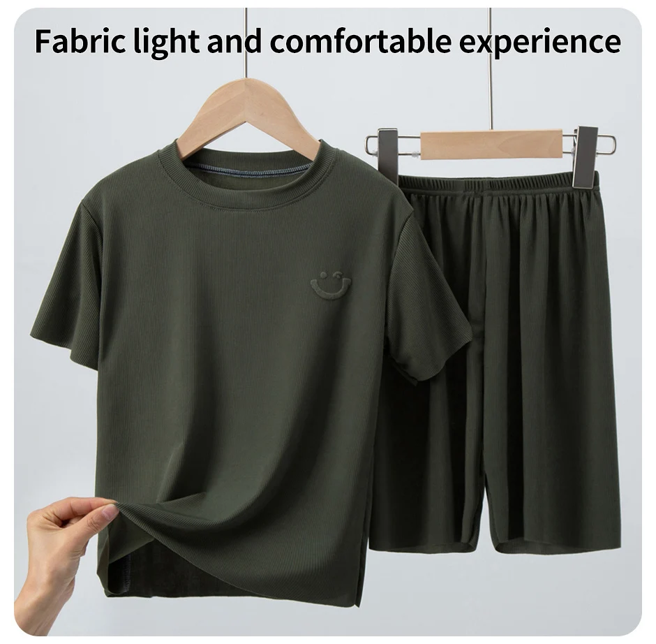 2/4 Stücke Kinder Sommer Dünne Kurzarm Shorts Eis Seide Anzug Jungen und Mädchen Casual Joker Hause Kleidung 2-stück Anzug. – Detail 12
