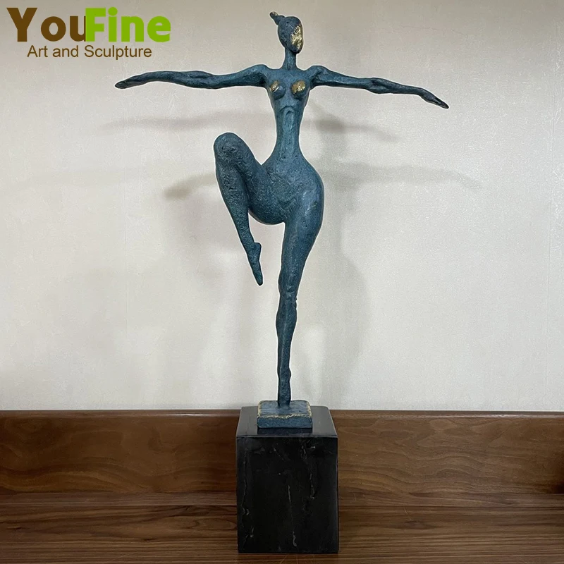 Bronze Gymnastics Sport Woman Statue Abstract Bronze Standing Female Sculpture For Home Office Decor Gorgenous Ornament Gifts