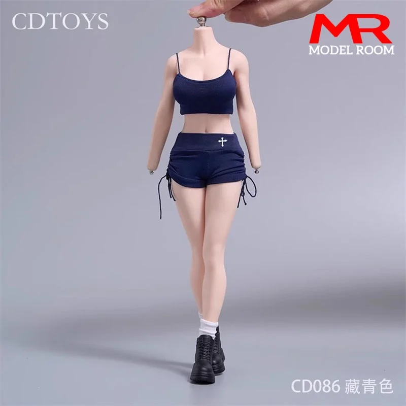 cdtoys cd086 Weibliche Sportbekleidung im Maßstab 1:6, kurzes Oberteil, Kordelzug, Shorts, Kleidung, Modell, passend für 12'' Soldat, Actionfigur, Körperpuppen