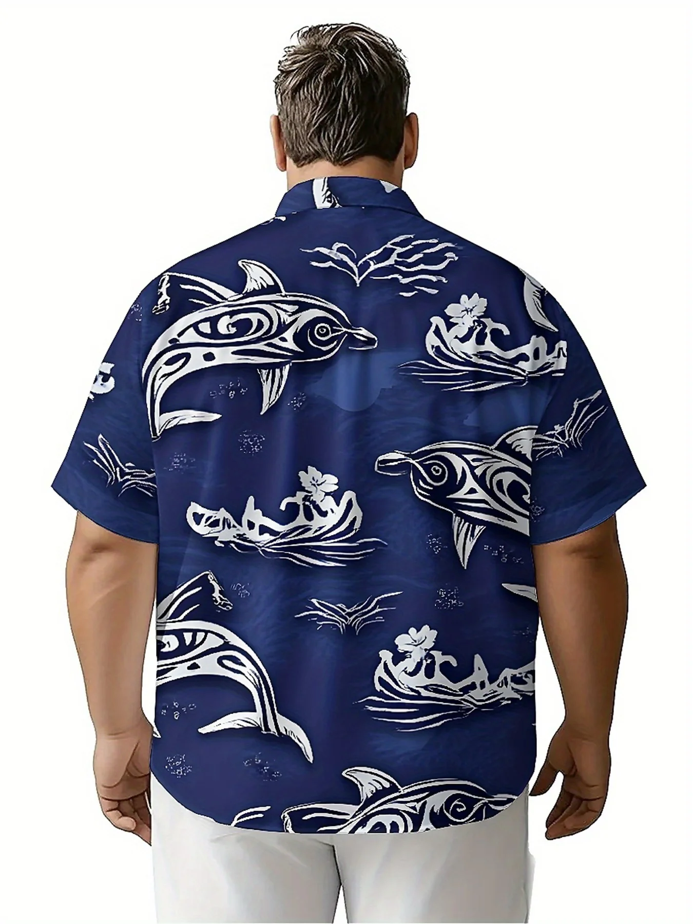 Kemeja Hawaii Ukuran Besar Pria Pola Ocean Elf, Kemeja Aloha Uniseks, Kaus Atasan Musim Panas Baru, Pakaian Jalanan