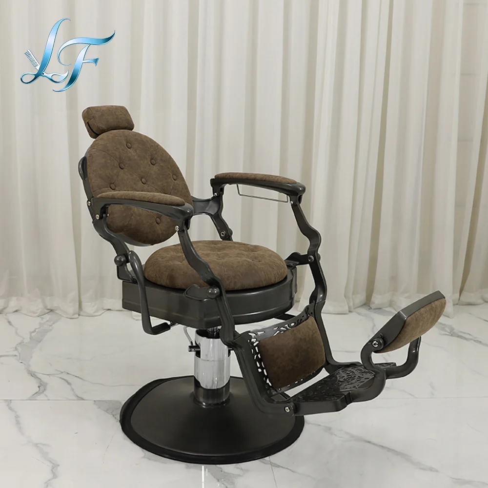 Luxury Retro Recliner Hair Cutting Chair Headrest Sturdy Salon Equipment For Professional Beauty Barbershop Use