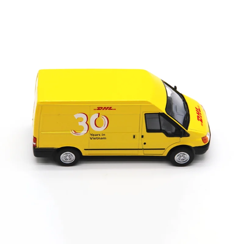 Odlewany model samochodu Transit DHL w skali 1:32, wykonany ze stopu, gotowy produkt, symulacja, zabawka kolekcjonerska, prezent, model statyczny do ekspozycji.