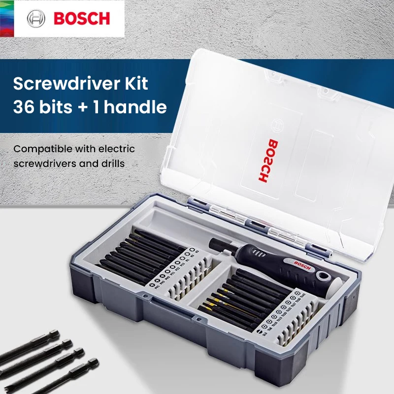 Bosch 75mm Screwdriver Bits Kit 37 Pcs S2 Electric Drill Bits With 1 Handle Compatible with Electric Screwdriver And Drills