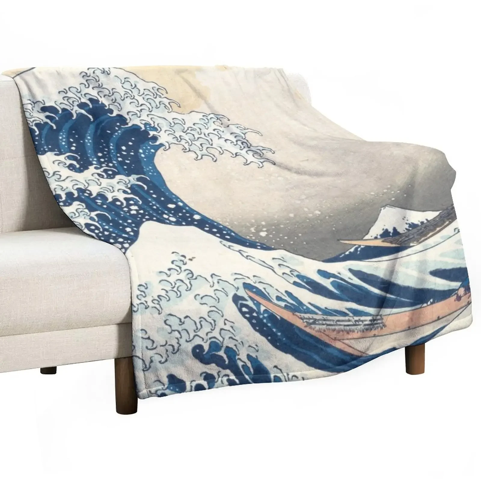 The Great Wave Off Kanagawa Throw Blanket Large Blanket Decorative Sofa Blanket Plaid on the sofa