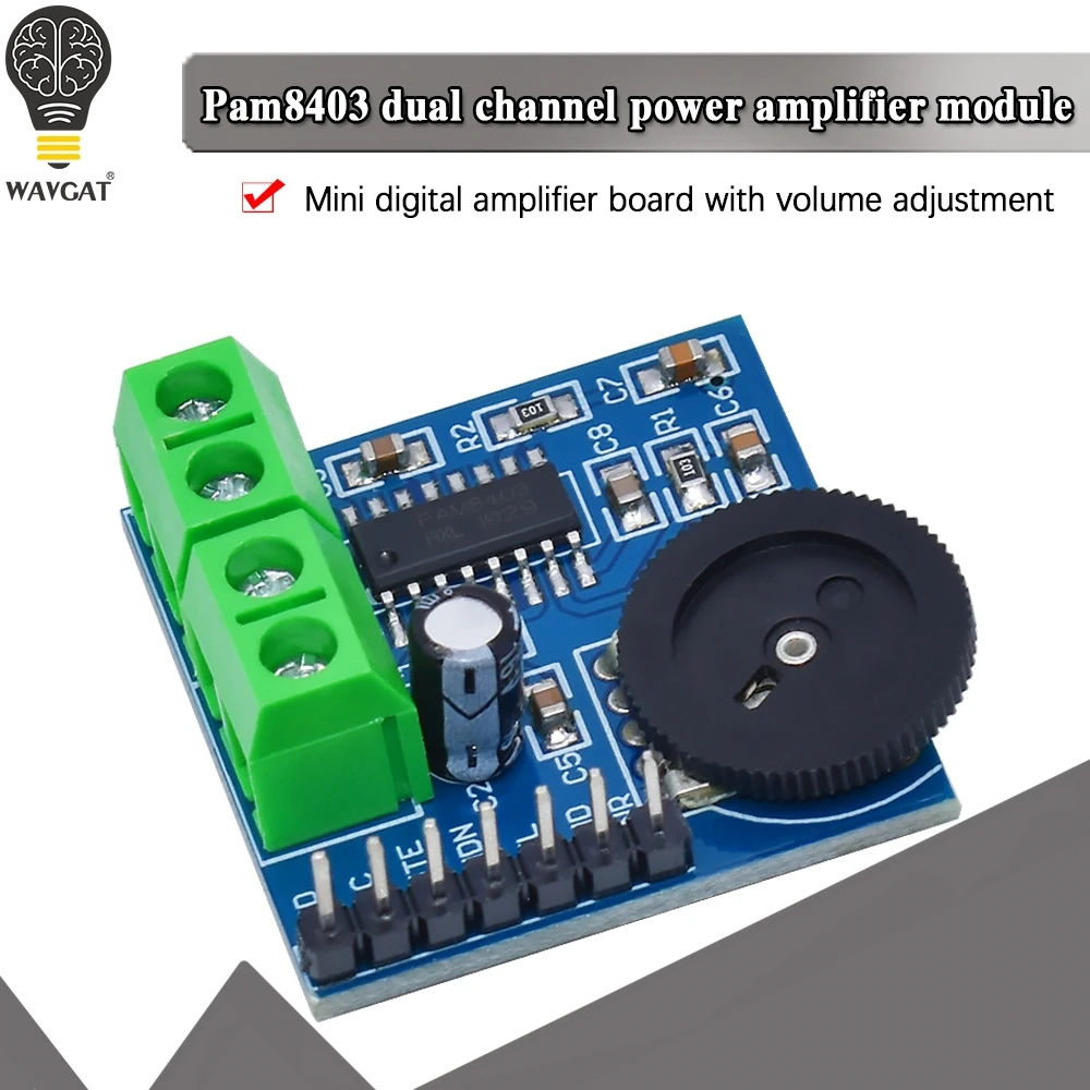 Módulo de placa amplificadora de potencia PAM8403 Clase D 5V 3W * 2 amplificador de Audio estéreo Control de volumen amplificador de placa de sonido para altavoces