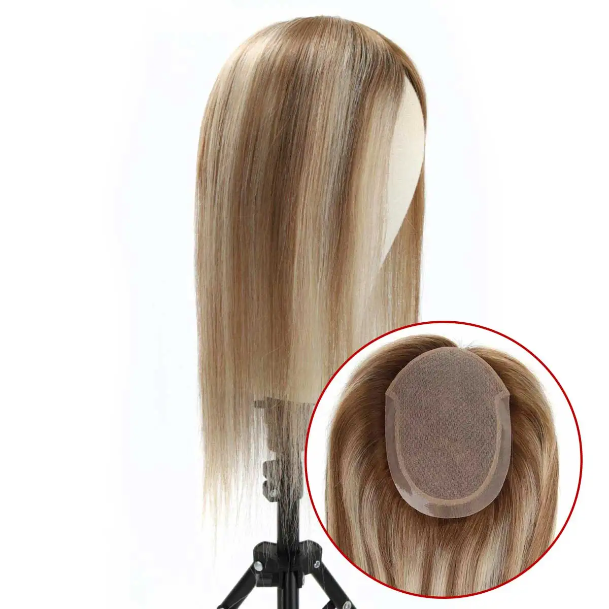 TUW24 Silk Base Human Hair Topper 100% Virgin Human Hair Topper Hairpiece for Women Hair Toppers for Thinning Hair Natural Look