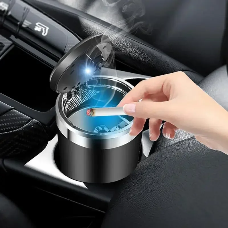Cenicero de coche con luz LED Cenicero portátil con vacío Anti olor sin olor asiento portavasos cigarro Auto Sparts Mini cubo de arena
